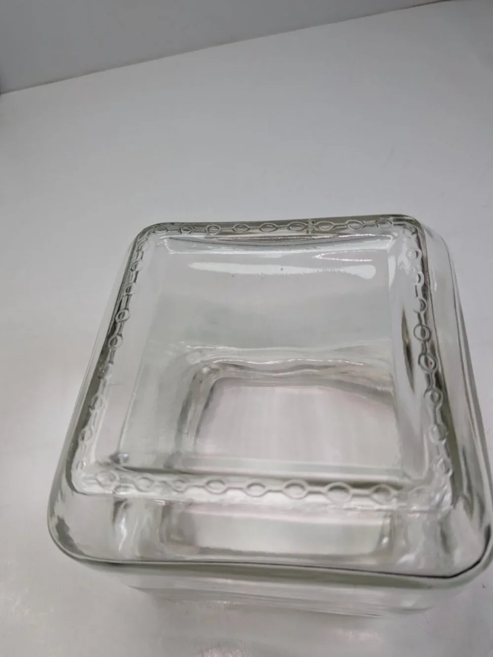 Vintage Clear Glass Square Canister Set - 3 Piece Trio Display Jars Modern
